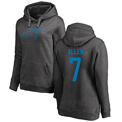 Carolina Panthers Ash Women Kyle Allen One Color NFL Football 7 Pullover Hoodie Sweatshirts